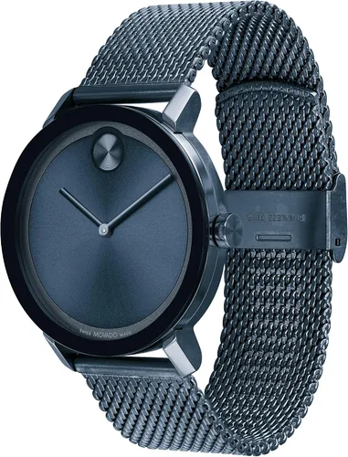 Vista 2 de Movado Bold Evolution - Pulsera de malla y caja de acero chapado en iones azul para hombre color azul