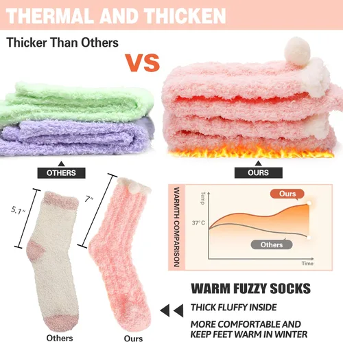 Vista 5 de EBMORE Womens Fuzzy Socks Slipper Fluffy Cozy Comfy Cabin Plush Warm Winter Sleep Home Soft Socks