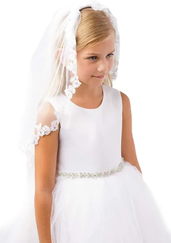 Vista 2 de Velos de 1 Comunión para Niñas - Velo de la Primera Comunión para Niñas 7-16 - Velos para Primera Comunión - Velo blanco para niños, Blanco