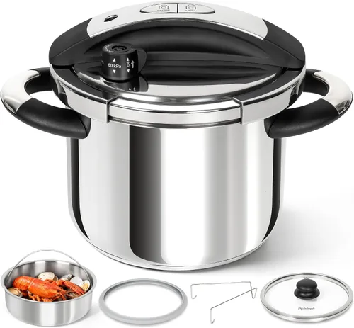 Vista 10 de MICHELANGELO Olla de Presión pequeña de acero inoxidable, 3.2 cuartos Olla de Presión, sistema de bloqueo con una sola mano, compatible