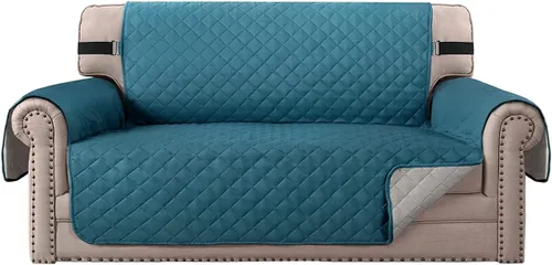 Vista 11 de Funda impermeable para sofá biplaza, protector de sofá acolchado para sofá de 2 asientos, protector de muebles antideslizante para perros y mascotas