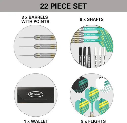 Vista 5 de Target Darts Rob Cross - Juego de dardos de punta de acero de latón 22G, juego de dardos de voltaje, edición Rob Cross Player, kit completo