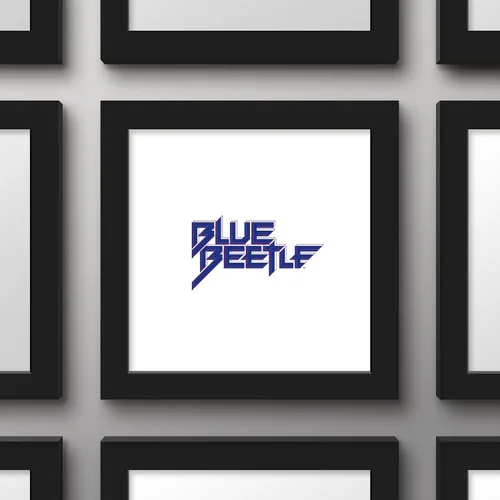 Vista 2 de Trends International Gallery Pops DC Comics Blue Beetle - Póster de pared con logotipo de texto, 12 x 12 pulgadas, versión de marco negro