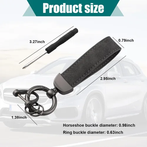 Vista 2 de Kewucn Llavero de Cuero Genuino para Automóvil, Portallaves Universal de Metal Resistente para Automóvil con Anillo en D Antipérdida para Hombres
