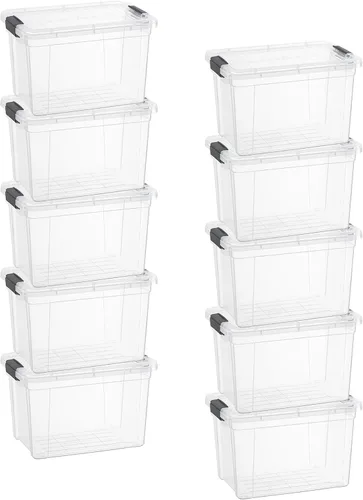 Vista 29 de Superio Caja de almacenamiento transparente con tapa, contenedores de plástico de 2.3 cuartos para organizar, cajas apilables, sin BPA, no tóxico