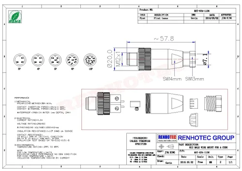 Vista 4 de Elecbee 5 unids M12 5 pines macho A-Code campo instalable tornillo terminación desblindaje para 22AWG 0.34mm² cable