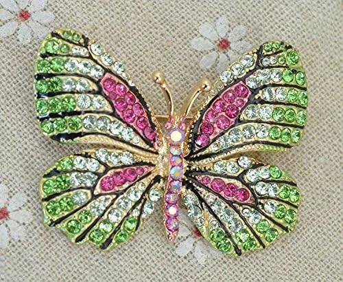 Vista 2 de Reizteko Broche de diamantes de imitación de cristal de mariposa alada