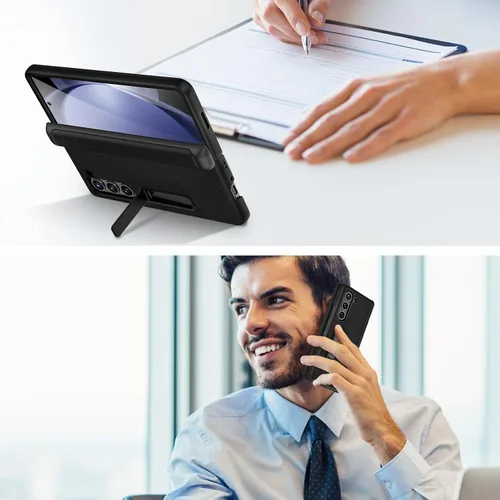 Vista 8 de Ruky Funda para Galaxy Z Fold 5 con protección de bisagra, carcasa de cuerpo completo con soporte magnético integrado y protector de pantalla