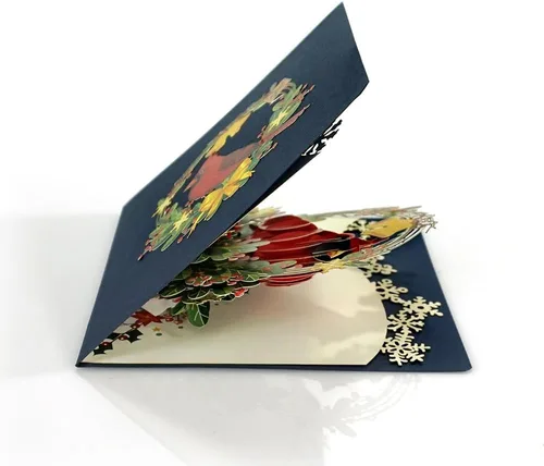 Vista 6 de CUTPOPUP - Tarjeta de felicitación con diseño de cardenal, Feliz Navidad, Navidad 3D, Año Nuevo, tarjeta de felicitación (cesta de cardenal)