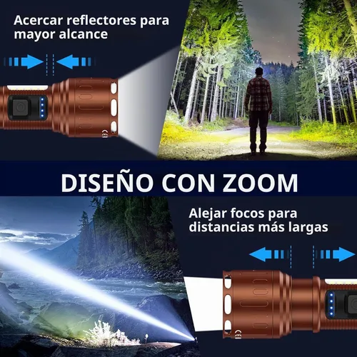 Vista 5 de Linternas magnéticas recargables de alto lúmen, linterna LED superbrillante y potente de 8 modos con luz de trabajo COB, linterna impermeable
