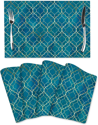 Vista 8 de Juego de 4 manteles individuales florales bohemios de lino de 12 x 18 pulgadas, manteles individuales de flores coloridas para cocina, mesa