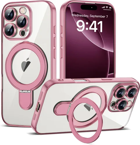 Vista 75 de Funda compatible con iPhone 12 con soporte de anillo magnético invisible [compatible con Mag-Safe] [Protector completo de lente de cámara] Funda
