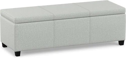 Vista 23 de SIMPLIHOME Avalon 48" Wide Fabric Storage Ottoman in Alabaster Ivory
