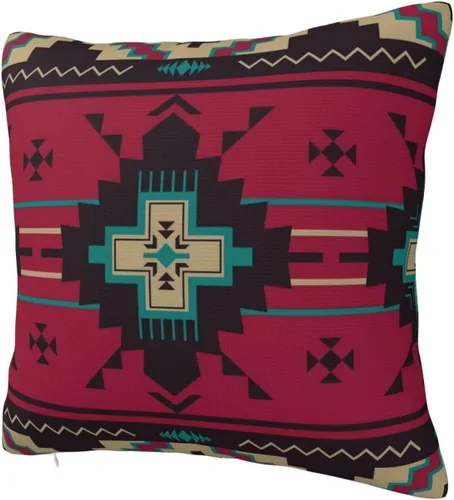 Vista 2 de IVSYCOF Fundas de almohada decorativas estilo sudoeste azteca para nativos americanos, funda de cojín cuadrado para sofá de casa, funda de cojín