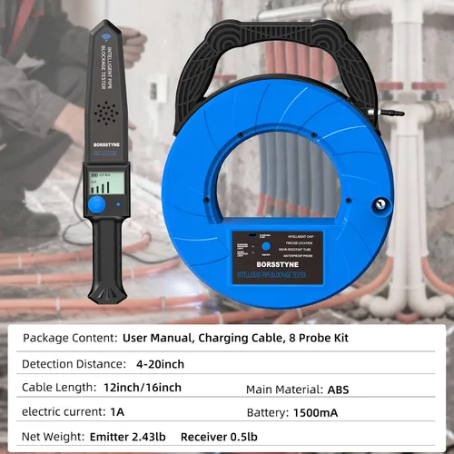 Vista 7 de Localizadores de tuberías Detector de bloqueo de precisión para tuberías de agua tuberías subterráneas Tubos de PVC Tubos de metal Tubos de pared