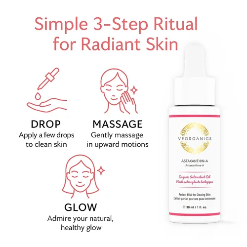 Vista 4 de Astaxantina-A Aceite Facial Orgánico - Hidratante Facial - Hidratante Facial para Mujeres - Aceite Facial para Mujeres - Aceite de piel para la cara