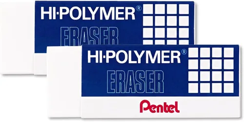 Vista 6 de Pentel, Hi-Polymer, set de tres borradores color blanco, Blanco L