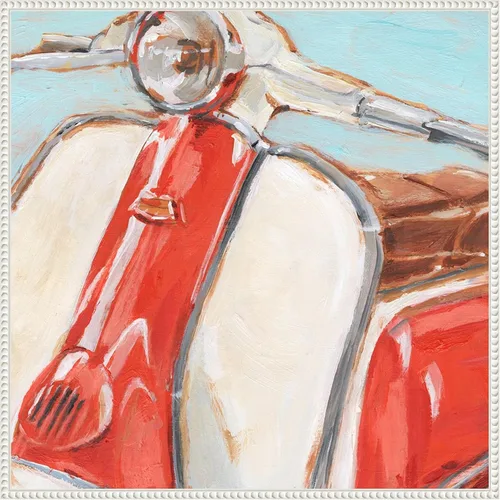 Vista 19 de Amanti Art Framed Canvas Wall Art 16x16 Retro Scooter II by Ethan Harper, Framed Wall Art Canvas, Transportation Artwork, Traditional Decor, Small