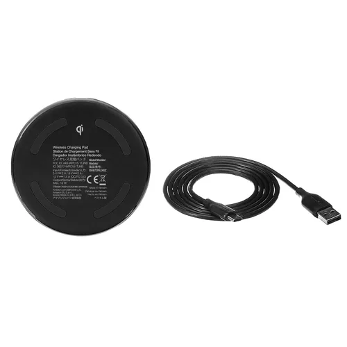 Vista 2 de Amazon Basics Almohadilla de carga inalámbrica certificada Qi de 15 W para iPhone 16/15/14/13/12/11/X, Samsung y más, con cable USB, negro