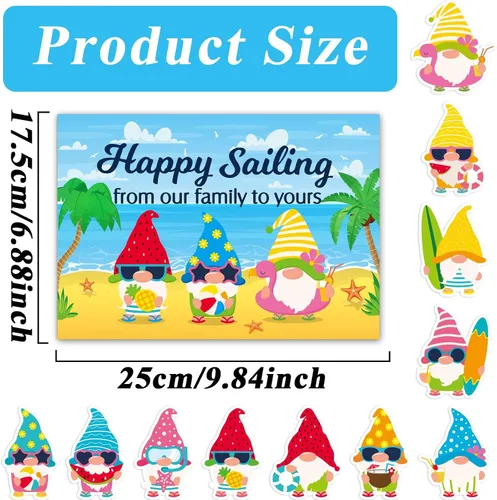Vista 2 de 12 piezas de decoraciones grandes para puertas de crucero, imanes magnéticos de playa de verano, crucero, refrigerador, buzón de automóvil