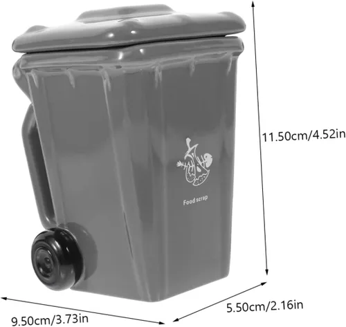 Vista 2 de Divertida taza de basura taza de café de porcelana con cubierta de asa Contenedor de basura novedoso Taza de cerámica Taza de té de porcelana Taza