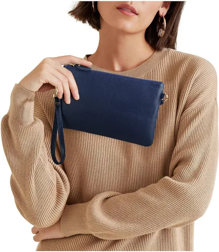 Vista 3 de YALUXE Cartera de mano de piel auténtica para mujer con correa cruzada