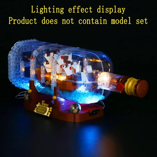 Vista 13 de GEAMENT Kit de luces LED (control remoto) compatible con LEGO Ship in a Bottle - Juego de iluminación para ideas 21313