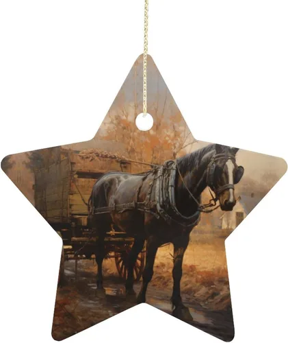 Vista 9 de Adorno de vacas en gafas de sol de porcelana de doble cara de 3 pulgadas, casa de campo, árbol de Navidad, accesorios para colgar, adorno de regalo