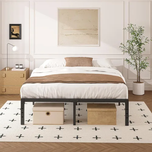 Vista 19 de 12 Inch Heavy Duty Black Metal Platform Bed Frame with Mattress Support, Twin Platform Bed Frame with Under Bed Storage, No Box Spring Needed, Easy