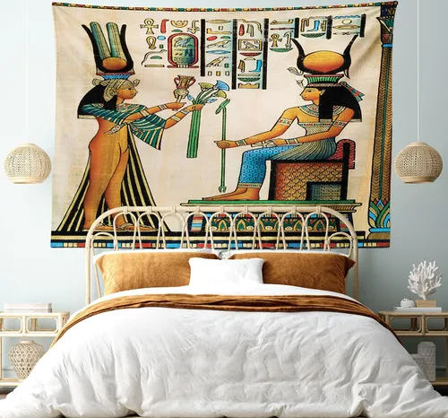 Vista 43 de Ambesonne Tapiz bohemio, diseño floral de bruja, luna y mariposa con adornos de mandala, decoración de tela para colgar en la pared para dormitorio