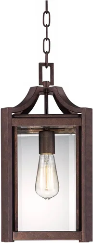 Vista 4 de Rockford - Lámpara colgante moderna para exteriores de 17 1/4 pulgadas, cristal transparente y bronce