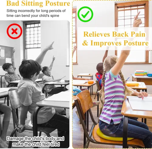 Vista 3 de Asiento de cojín oscilante para niños, 10 unidades, asiento flexible sensorial que promueve el aprendizaje activo, mejora la productividad