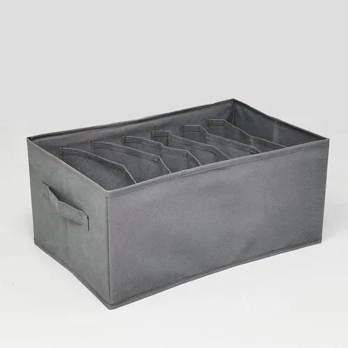 Vista 6 de FixtureDisplays® Organizador de armario para armario, papelera de almacenamiento de tela con 7 ranuras, color gris oscuro, divisores de cajones