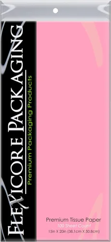 Vista 3 de Flexicore Packaging Papel de seda para envolver regalo Tamaño: 15 pulgadas x 20 pulgadas Cantidad: 100 hojas (rosa bebé)