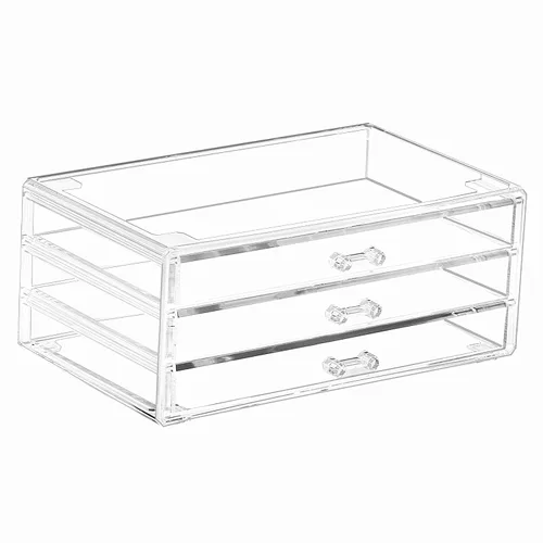 Vista 9 de Cq acrylic 1 paquete de cajones de almacenamiento apilables transparentes para tocador, organizador de escritorio apilable de 3 cajones con cajones