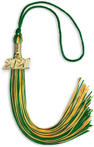 Vista 175 de Endea Graduation - Borla de doble color mixto con fecha dorada (negro/dorado antiguo, 2021)