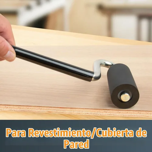 Vista 3 de POWERTEC Rodillo J de mango largo de 12", diámetro de 1-1/2", 3" de ancho, herramienta de rodillo de goma para laminado y chapa para bandas