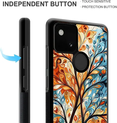 Vista 918 de Compatible con Google Pixel 4A 5G Mobile Case Creative Acrylic Panel trasero Silicona Protección Grip especialmente diseñado para Google Pixel 4A 5G