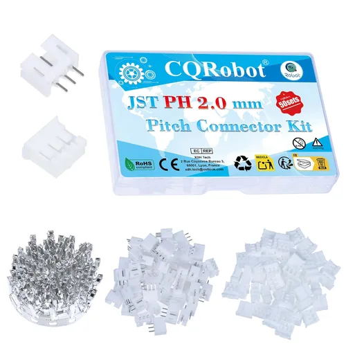 Vista 32 de CQRobot JST EL 4.5 mm de paso 2 pines conector electrónico IC macho, enchufes hembra carcasa y kit de terminales de crimpado en T macho/hembra. 50