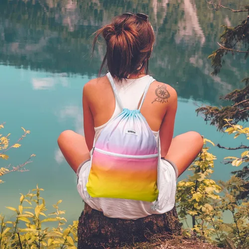 Vista 3 de WANDF - Mochila de nailon con cordón, resistente al agua, para gimnasio, compras, deporte, yoga