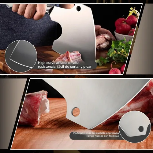 Vista 4 de DRGSKL Carne Cleaver Heavy Duty - Picador de huesos, hacha de cocina