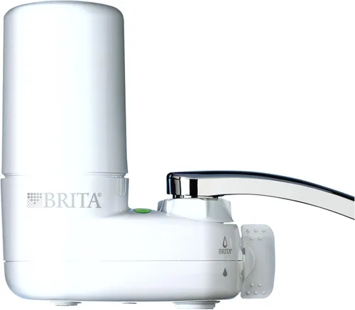 Vista 2 de Brita Sistema de filtro de agua del grifo, sistema de filtración de grifo de agua, blanco, 1 paquete y jarra grande de filtro de agua de 10 tazas