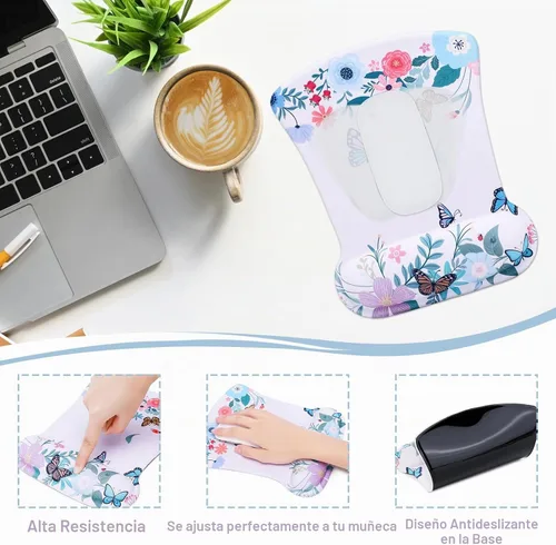 Vista 6 de MEGREZ Reposamuñecas para teclado, reposamuñecas para teclado de computadora, alfombrilla ergonómica para mouse y soporte de muñeca, bonita