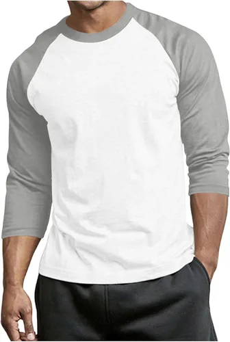 Vista 9 de Men's Raglan Long Sleeve Tee Shirts Color Block Crew Neck T Shirt Lightweight Soft Casual Basic Tshirts Running Tops