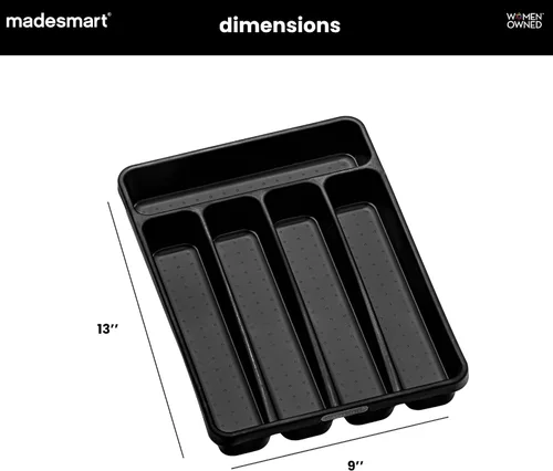 Vista 6 de madesmart Bandeja pequeña para cubiertos, organizador compacto de cubiertos de 5 compartimentos para tenedores, cuchillos y cucharas