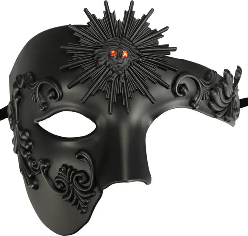 Vista 29 de Thmyo Half Face - Máscara de mascarada de carnaval veneciano para hombre, diseño vintage de Phantom of the Opera