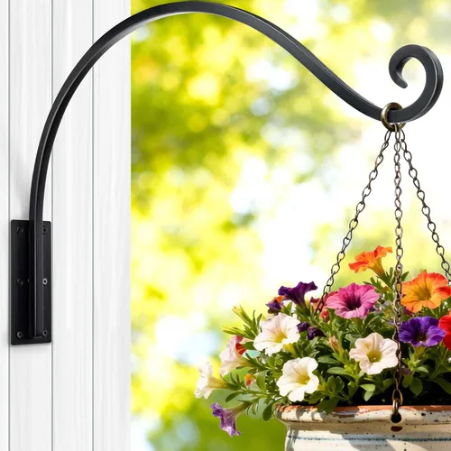 Vista 13 de Qiang Ni Colgador de plantas de alta resistencia, soporte de metal para plantas de montaje en pared de 16 pulgadas, 80 libras, para interiores