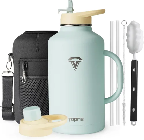 Vista 30 de Topre Botella de agua aislada de 32 onzas, botella de agua al vacío de acero inoxidable, sin BPA y a prueba de fugas - con asa de paracord, correa