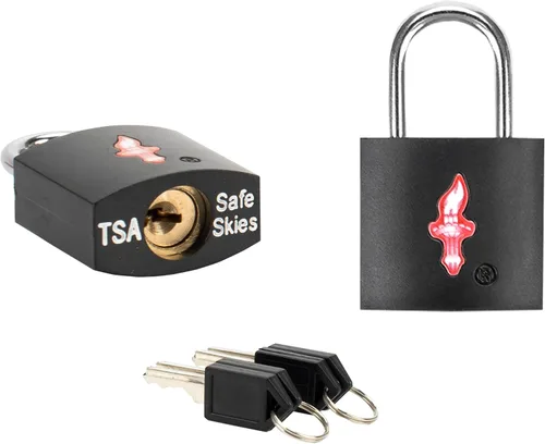Vista 7 de Paquete de 4 cerraduras de equipaje cuadradas de neón aprobadas por la TSA con llave para maleta, mochila para portátil, accesorios de viaje 4