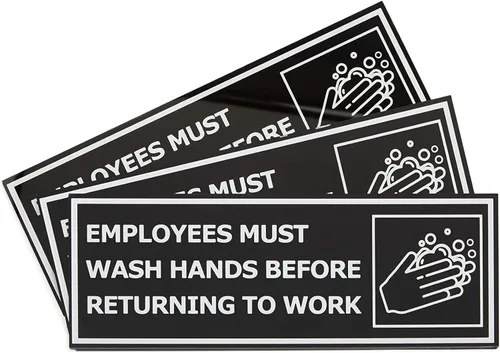 Vista 4 de Stockroom Plus Paquete de 3 letreros magnéticos para baño, los empleados deben lavarse las manos antes de regresar al trabajo (9 x 3 pulgadas)
